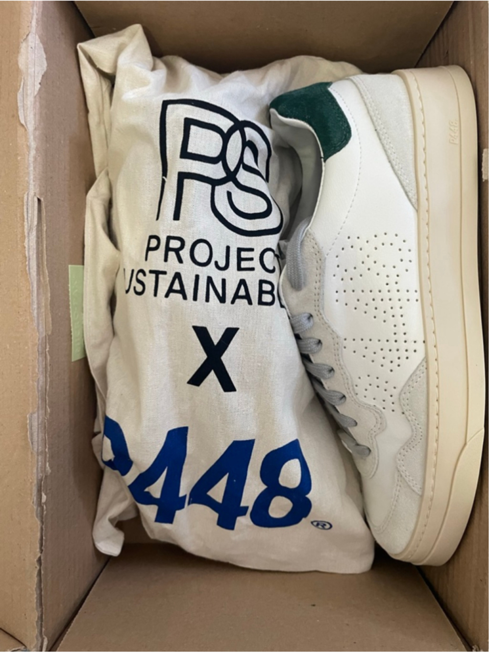 P448 Bali Women Sneakers EU 36 US 6 White Green Leather Low Top Italy NWT - Picture 6 of 6